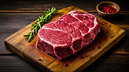  Deliciously marbled steak ready to be grilled to perfection