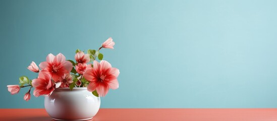 Flowers in vase on table - obrazy, fototapety, plakaty