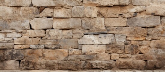 Ancient stone wall with a single square block - obrazy, fototapety, plakaty