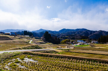 日本の原風景　大岡の棚田の春