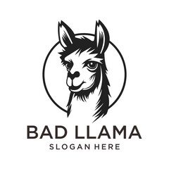 Obraz premium LLama head, animal and wild life logo vector illustration