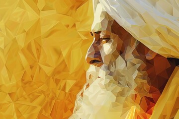 low poly abstract illustration of guru nanak for guru nanak jayanti - obrazy, fototapety, plakaty