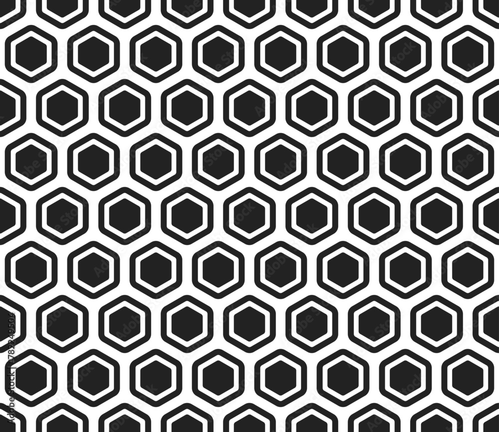 Poster abstract background with geometric mosaic shapes. bold rounded hexagon cells with padding and inner 