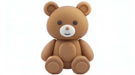 3D rendering of a cute and cuddly teddy bear. The bear is brown and has a white muzzle and paws.