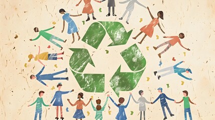 Hand-Drawn of Recycling Community Efforts in Sustainability