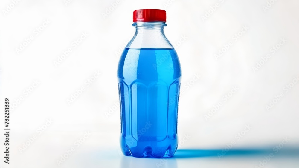 Canvas Prints  Bright blue liquid in a clear bottle with a red cap