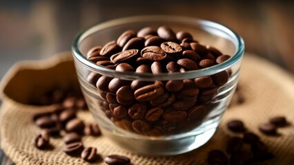 Fototapeta premium Aromatic coffee beans in a glass bowl