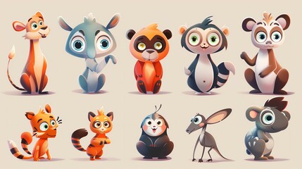 A collection of cute and cuddly animal characters. The animals are all different shapes and sizes, and they all have their own unique personalities.