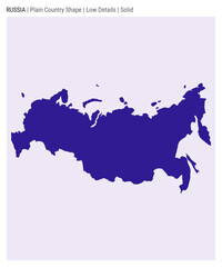 Russia plain country map. Low Details. Solid style. Shape of Russia. Vector illustration.