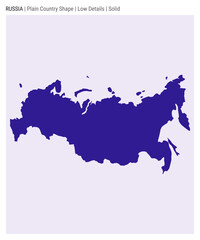 Russia plain country map. Low details. Solid style. Shape of Russia. Vector illustration.