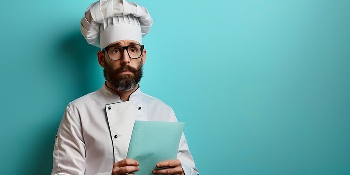 Skeptical Chef Inspecting Ingredients with Careful Scrutiny in Professional Kitchen Setting