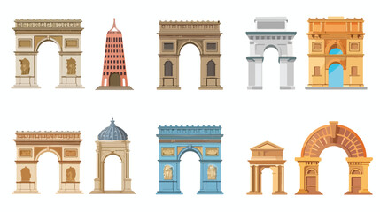 Arch types icons set. Simple illustration of 16 arc