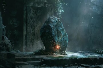 mysterious stone interrogation aigenerated surreal concept art - obrazy, fototapety, plakaty