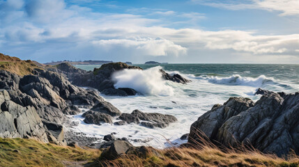 Obraz premium waves on the rocks.