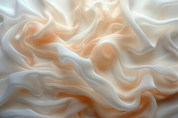 Fototapeta premium Soft Elegance: A Delicate Composition in Cream, Peach, and Beige Tones.Closeup of white and orange fabric with a peach pattern