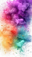 An explosion of colors on a white background, presenting a dynamic spectrum of colors in motion.