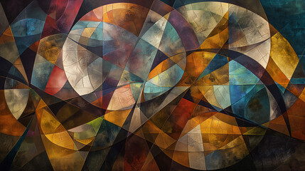 In the ethereal expanse of the abstract background, geometric figures intertwine in a mesmerizing dance of form and symmetry, AI generated
