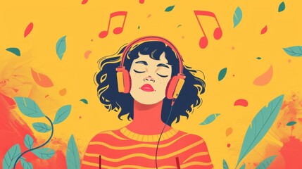 Obraz na płótnie Canvas Woman Listening to Music With Headphones