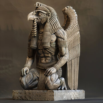 Ancient Anunnaki God Statue 3D Render Illustration