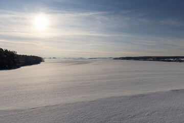 Fototapeta premium large amounts of snow after snowfall in sunny weather