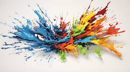 An explosion of colors on a white background, presenting a dynamic spectrum of colors in motion.