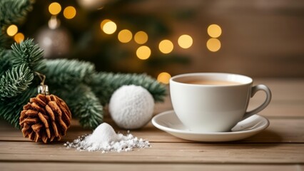 Obraz na płótnie Canvas Cozy Christmas moment with a warm cup of cocoa