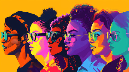Colorful Illustration of diverse group of people