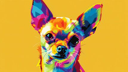 Colorful Illustration of a chihuahua - obrazy, fototapety, plakaty