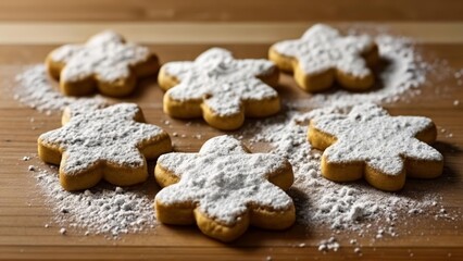 Fototapeta na wymiar Sugardusted star cookies ready for a sweet treat