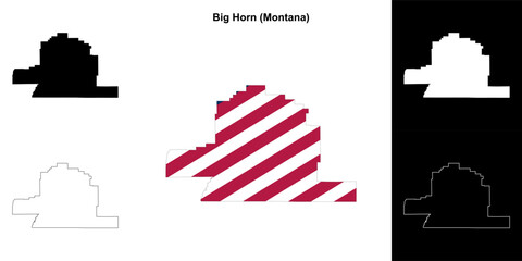Big Horn County (Montana) outline map set