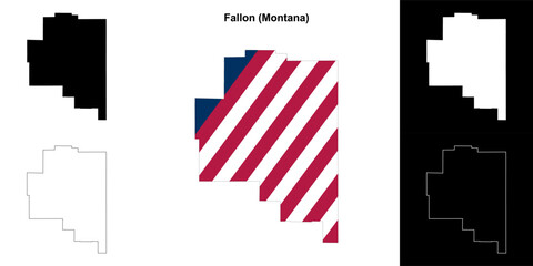 Fallon County (Montana) outline map set