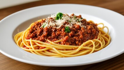  Delicious spaghetti with meat sauce ready to be savored