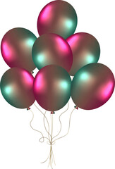 Bunch of pearl balloons in green and pink. Balloons for party decorations