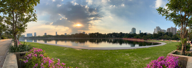 Sunset panorama from the Benchakitti park