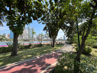 Cycle path at Benchakitti Park in Bangkok