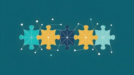 Puzzle Pieces Representing Interconnected Business Solutions and Collaborative Teamwork