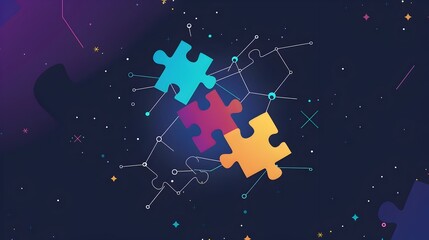 Fototapeta premium Interconnected Puzzle Pieces Representing Teamwork and of Business Solutions