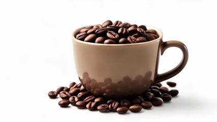  Coffee beans overflowing from a cup symbolizing abundance and indulgence