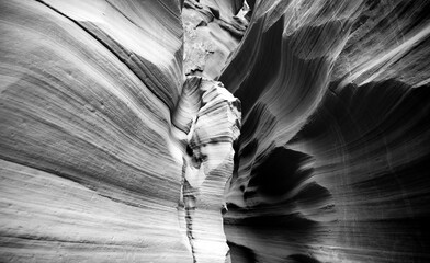 Walls of a slot canyon in Arizona, USA. Natural wonder, magic place and tourist attraction formed...