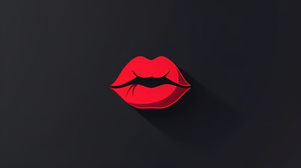 Glossy Red Lips Illustration on Dark Background
