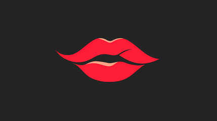 Glossy Red Lips Illustration on Dark Background