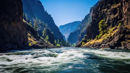 Fotobehang mountain river in the forest. © Shades3d