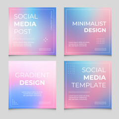 Set Vector Gradient Background Social Media Post. Pink and Blue