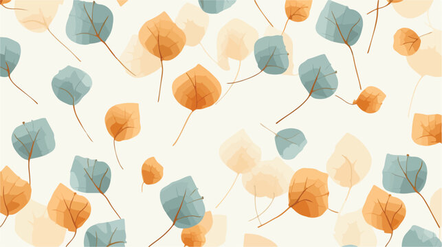 Autumn Seamless Pattern with Eucalyptus Leaves. Fol