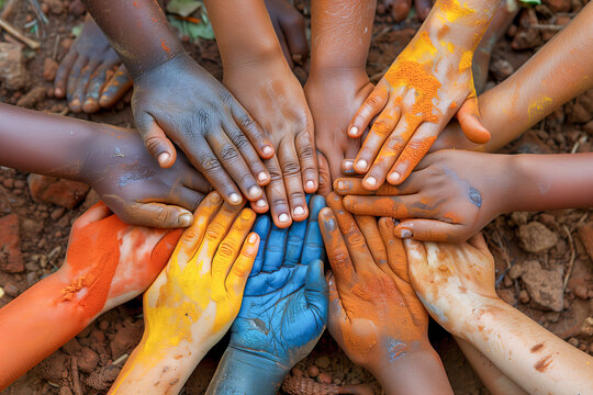 Diversity in unity colorful hands together