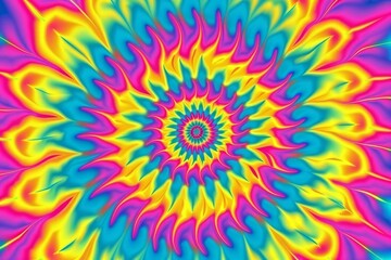 psychedelic tiedye spiral pattern in vibrant colors creating a mesmerizing and hypnotic visual effect seamless vector illustration