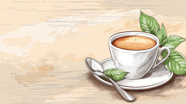 Coffee and beige background