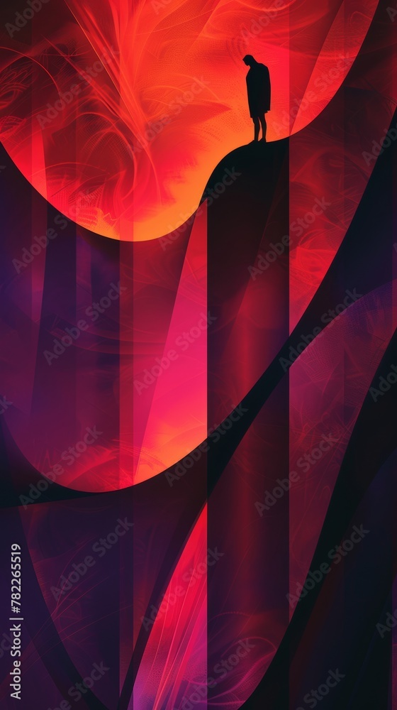 Aufkleber silhouette of a man on an abstract wavy background