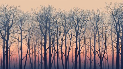 Obraz na płótnie Canvas Bare trees silhouetted against a twilight sky
