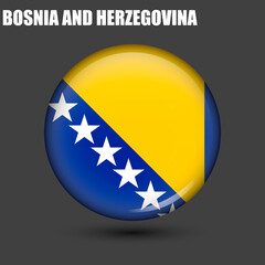 The national flag of Bosnia and Herzegovina in the shape of a circle.Vector.
Round 3d flag icon with
high detail.
Spherical illustration of the flag.